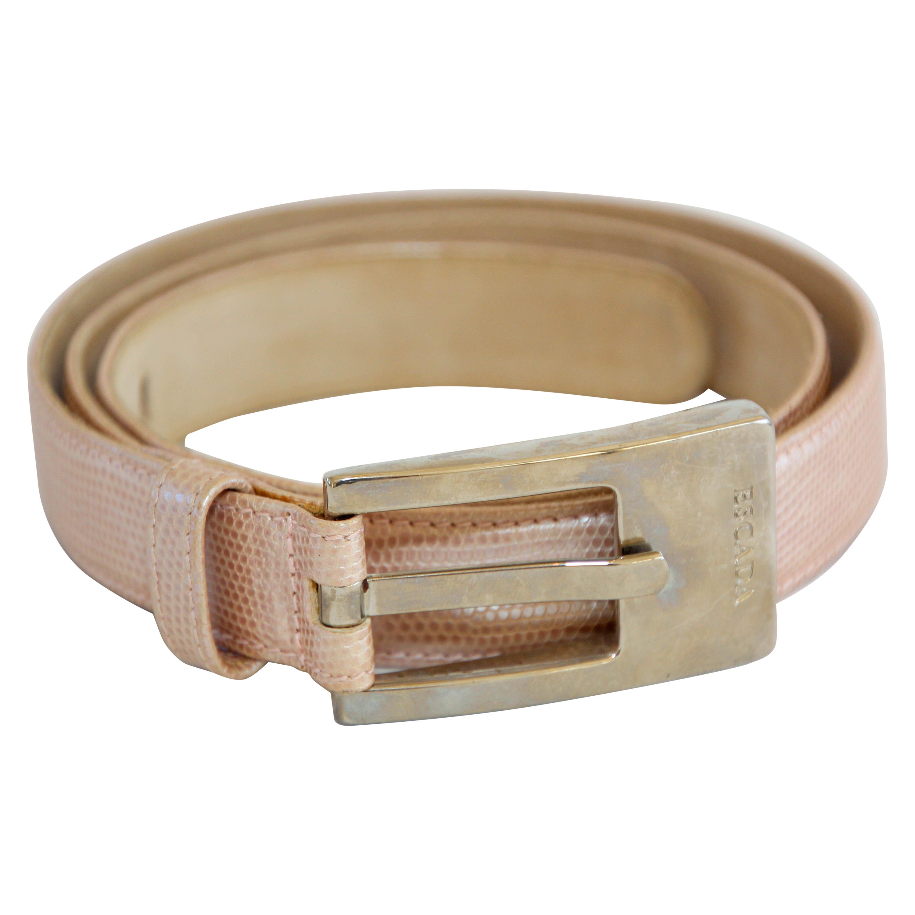 1980's ESCADA Cornflower Embossed  Pink Leather Belt For Sale