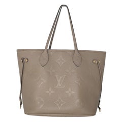 Used Louis Vuitton Turtledove Monogram Empreinte Neverfull MM Tote