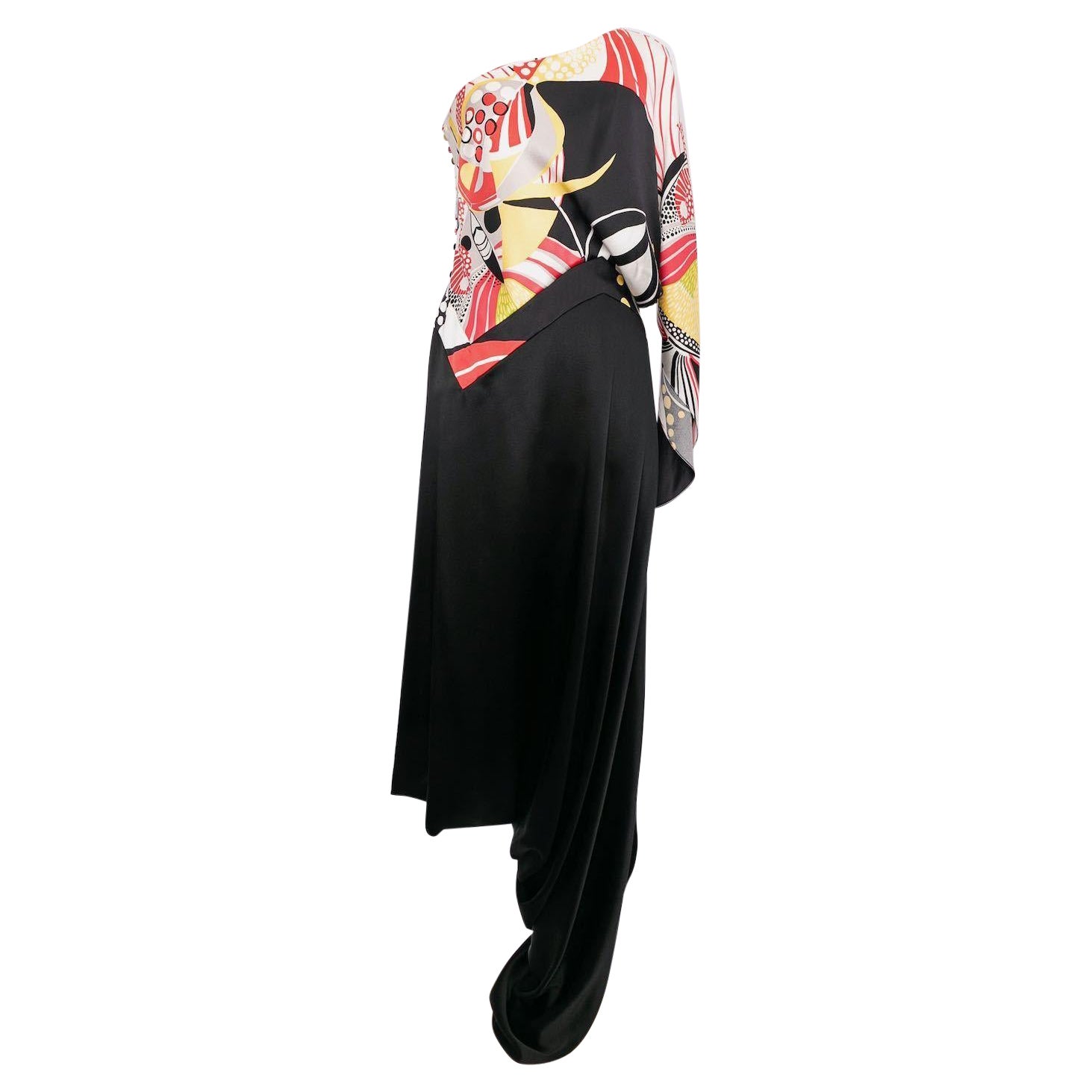 John Galliano Asymmetrical Silk Dress For Sale