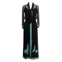 Jean Patou Haute Couture Silk Chiffon Butterfly Pattern Dress