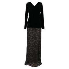 Yves Saint Laurent Haute Couture Top and Skirt Set in Velvet and Lace