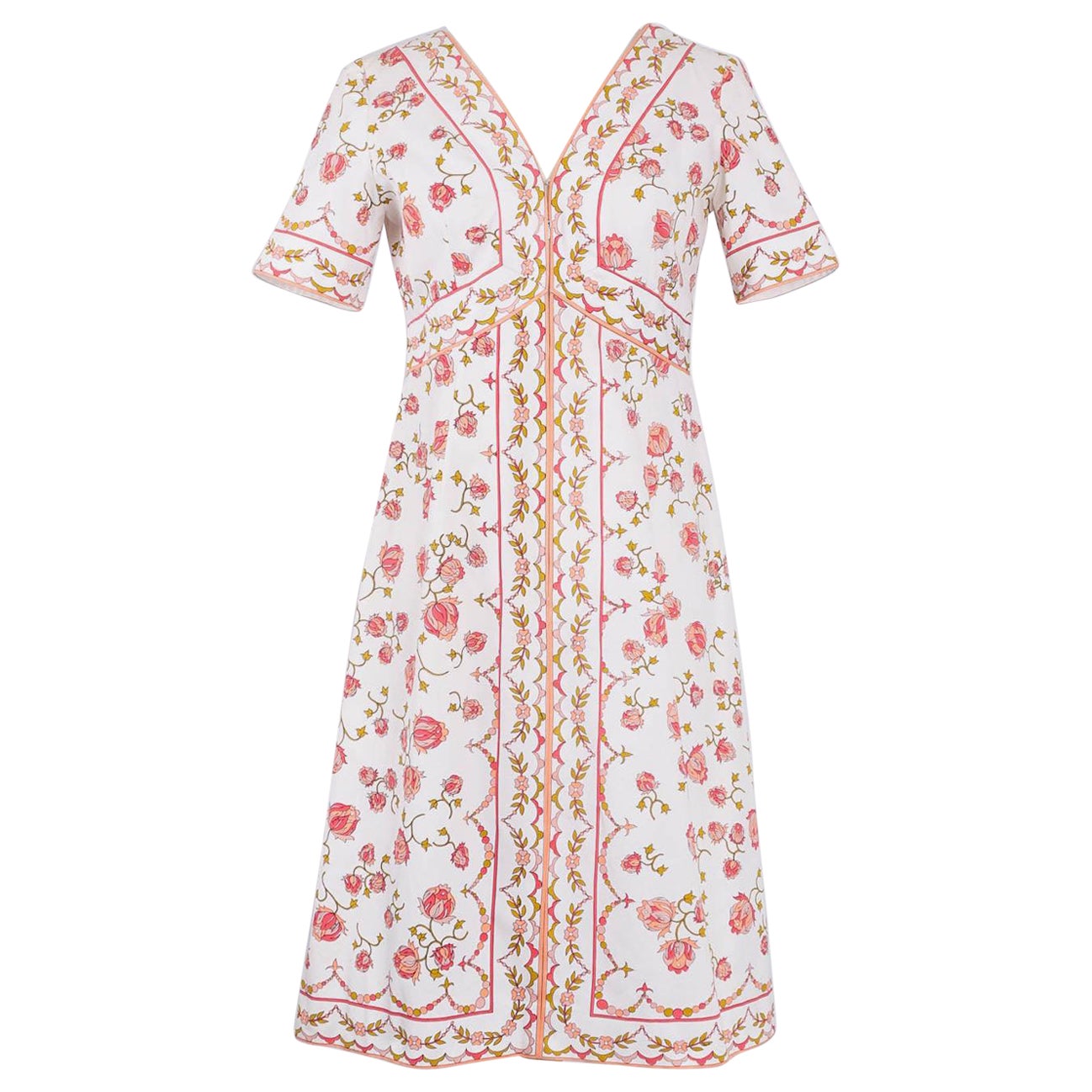 Pucci Cotton Flower Dress, Size 36FR For Sale