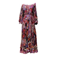 Leonard Long Crepe Silk Dress, Size 40FR