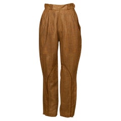 Dior Openwork Leather Brown Tones Pants, Size 34FR