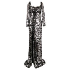 Loris Azzaro Tulle Embroidered Silver Dress