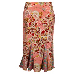 Galliano Floral Print Skirt, Size 38FR