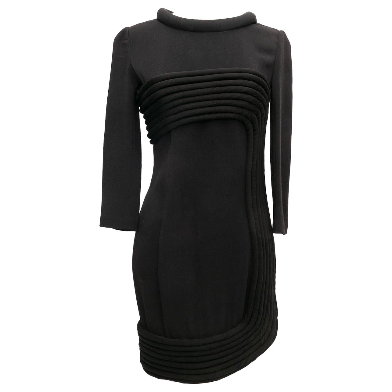 Schwarzes Balmain-Kleid aus Wolle und Seide im Angebot