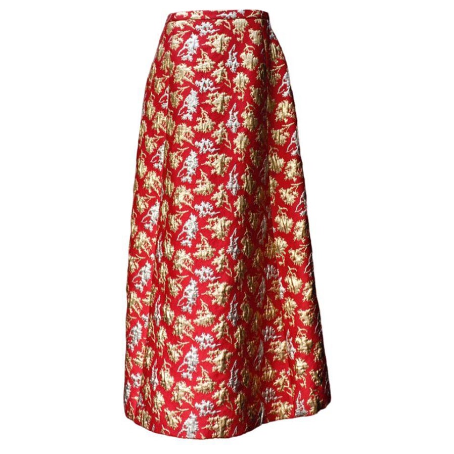 Long skirt in Fabric and Lamé, Size 38FR For Sale
