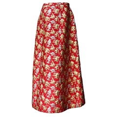 Long skirt in Fabric and Lamé, Size 38FR