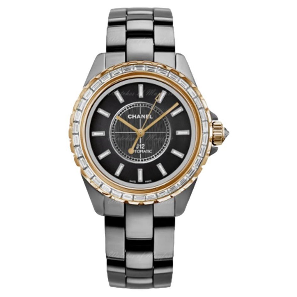 Chanel High End Jewellery Collection Baguette Diamond J12 Automatic Watch For Sale