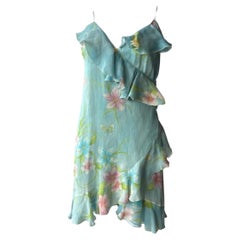 Mini robe vintage en soie à fleurs de Blumarine - Taille S