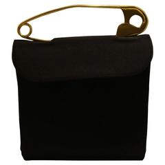 Rare and Iconic Safety Pin Handbag in Black Flannel