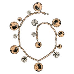 Chanel Necklace in Silver Metal with Pink Leather