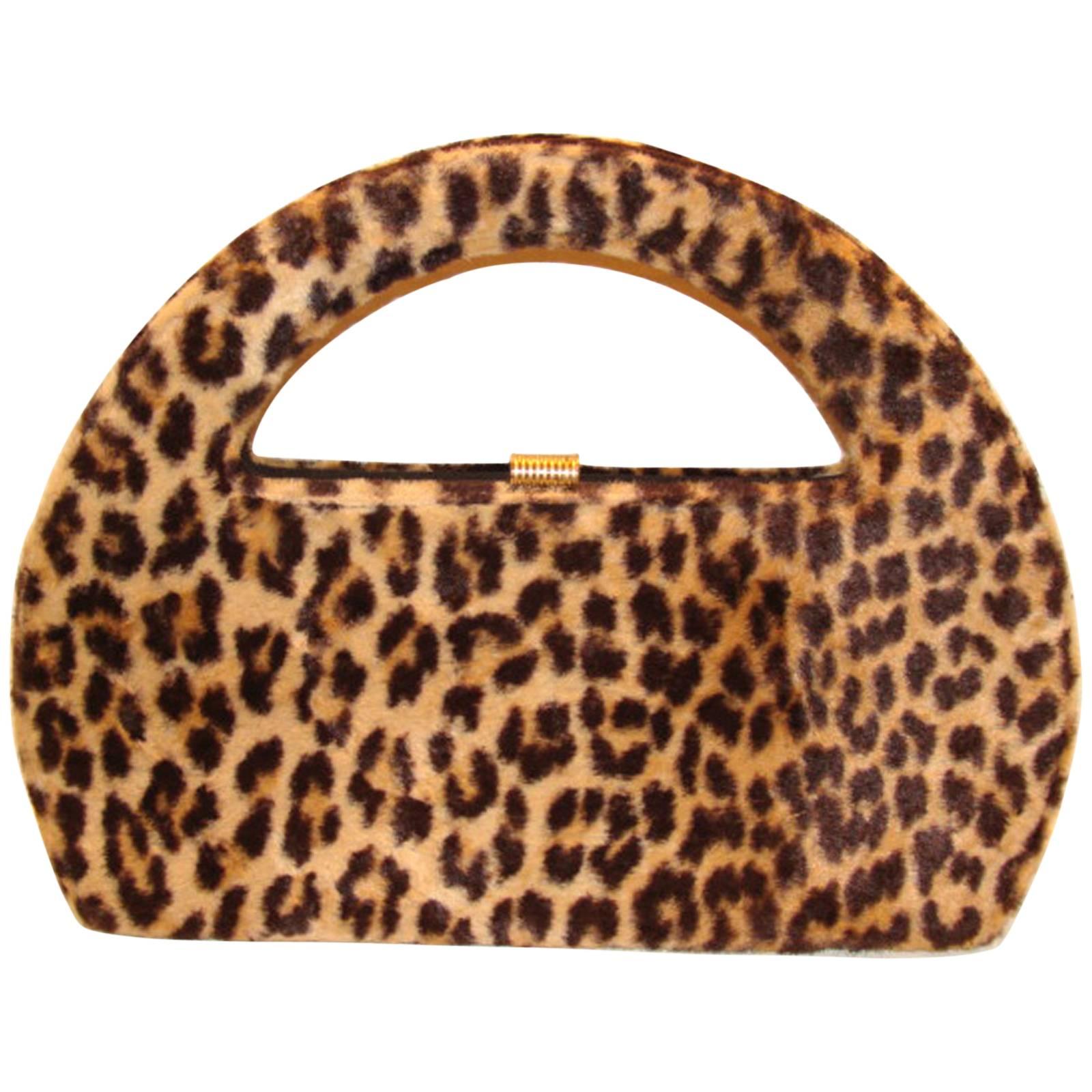 Large Architectural Faux Leopard Handbag Clutch