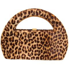 Large Architectural Faux Leopard Handbag Clutch 10