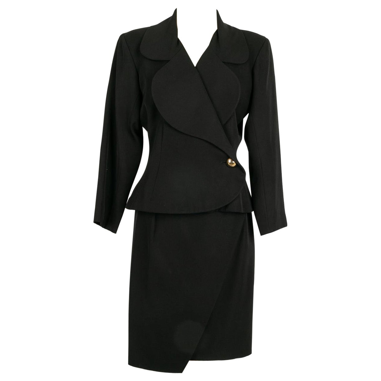 Yves Saint Laurent Black Skirt Suit For Sale