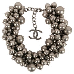 Chanel Halskette aus Silber Metallkugeln