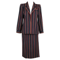 Yves Saint Laurent Haute Couture Striped Wool Suit