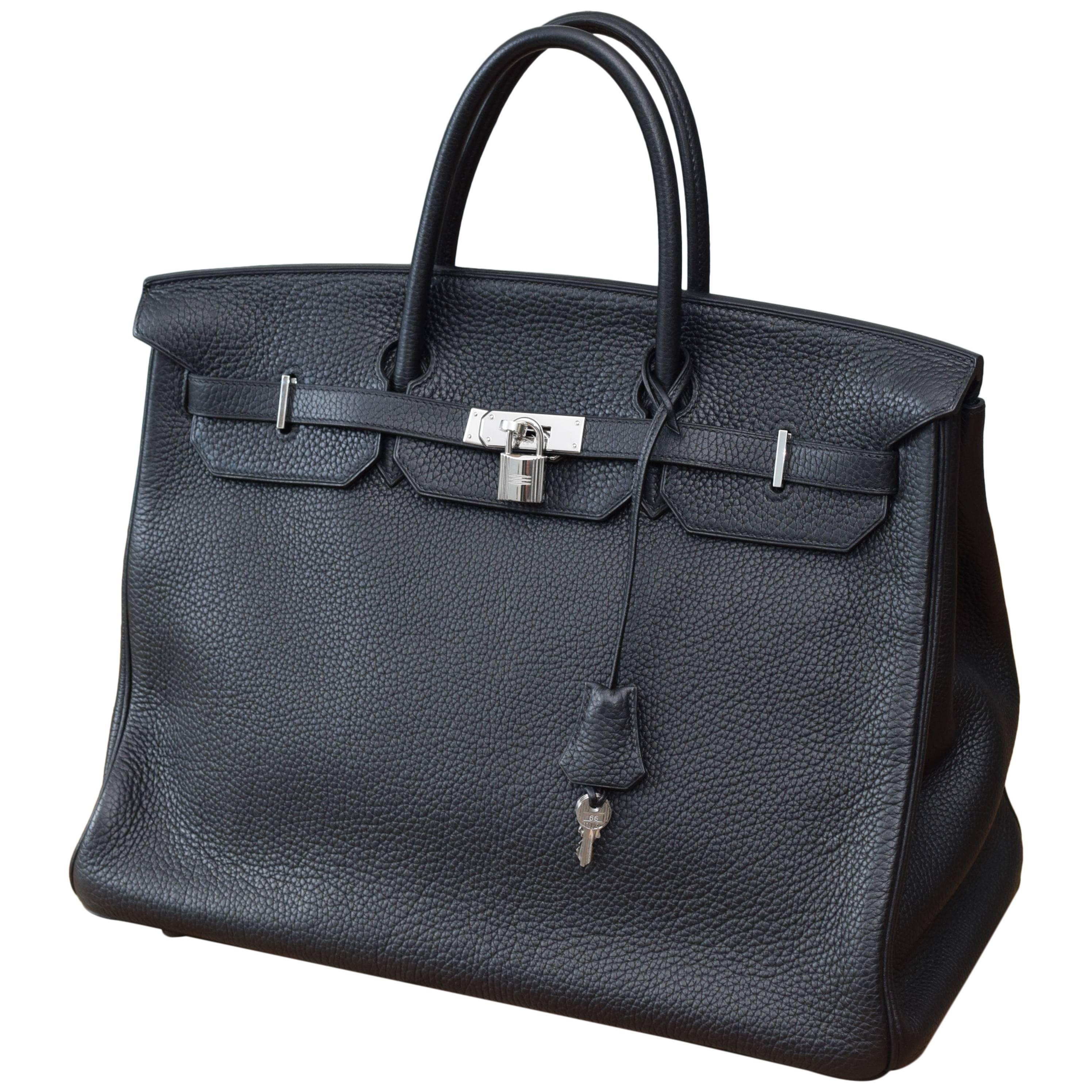 Hermes Birkin 40cm Togo Black Leather Bag For Sale