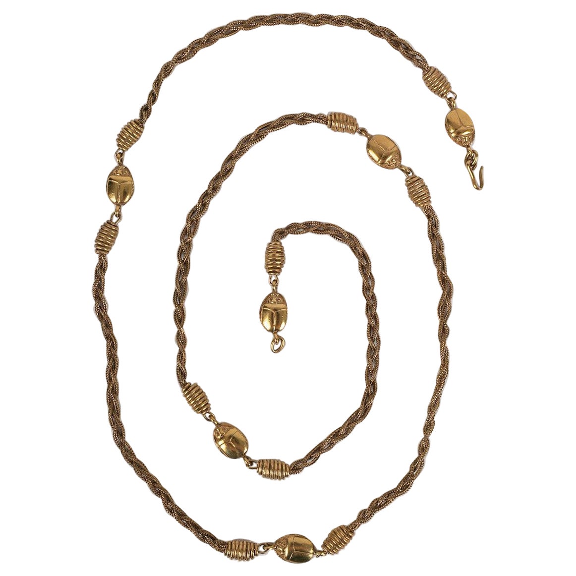 Chanel "Skarabäen" Halskette aus Goldmetall im Angebot