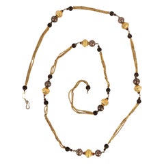 Chanel Golden Metal Necklace in Fabric and Metal Beads