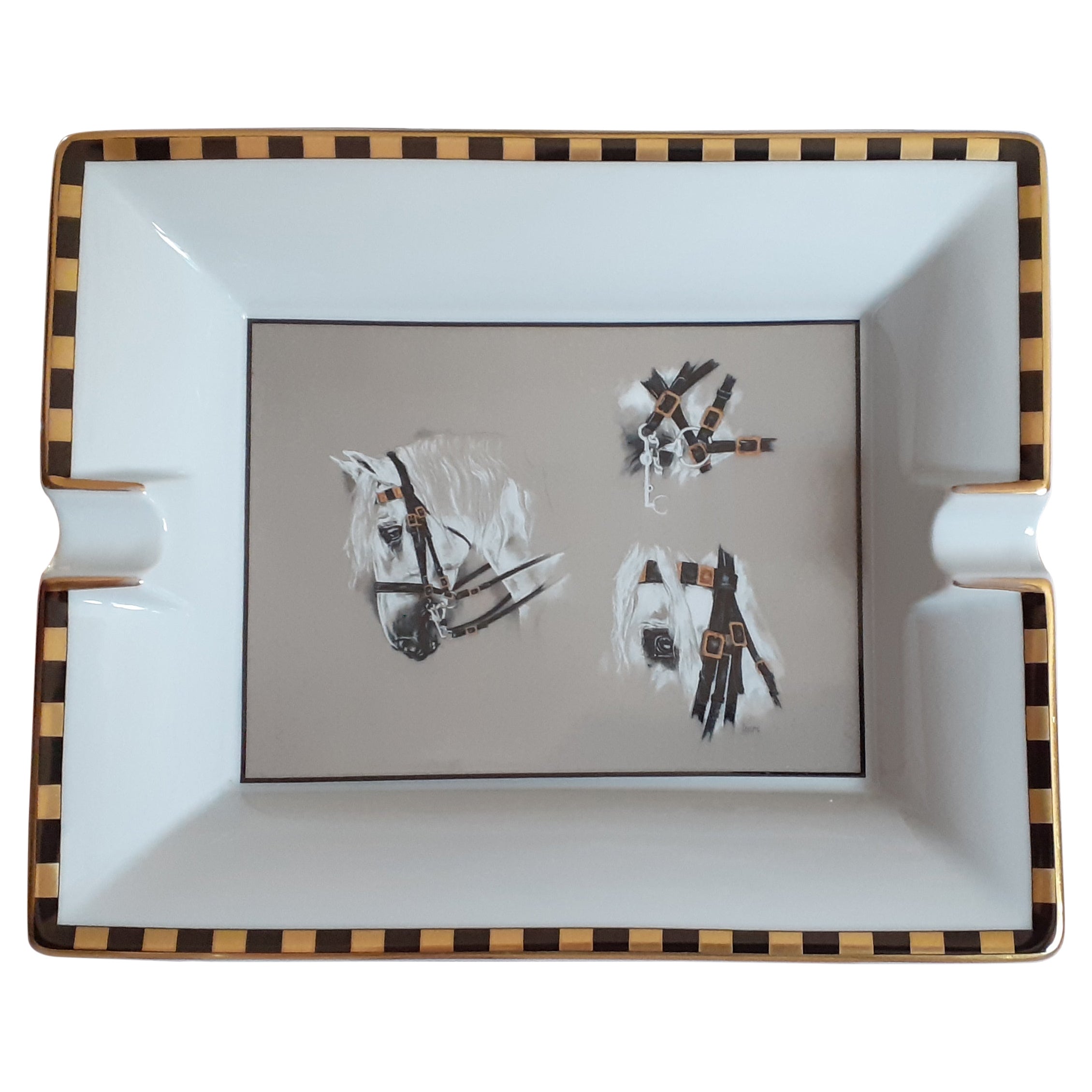 Hermès Cigar AshtrayChange Tray Horse Print in Porcelain