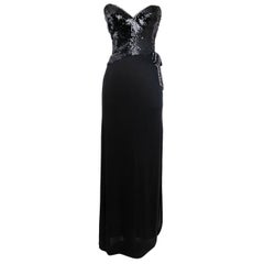 Azzaro sequined Long Dress in Jersey and Sequins with Rhinestones