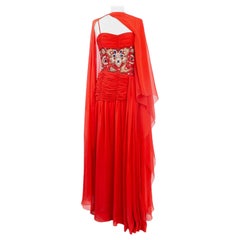 Givenchy Haute Couture Bustier Embroidered Silk Chiffon Dress
