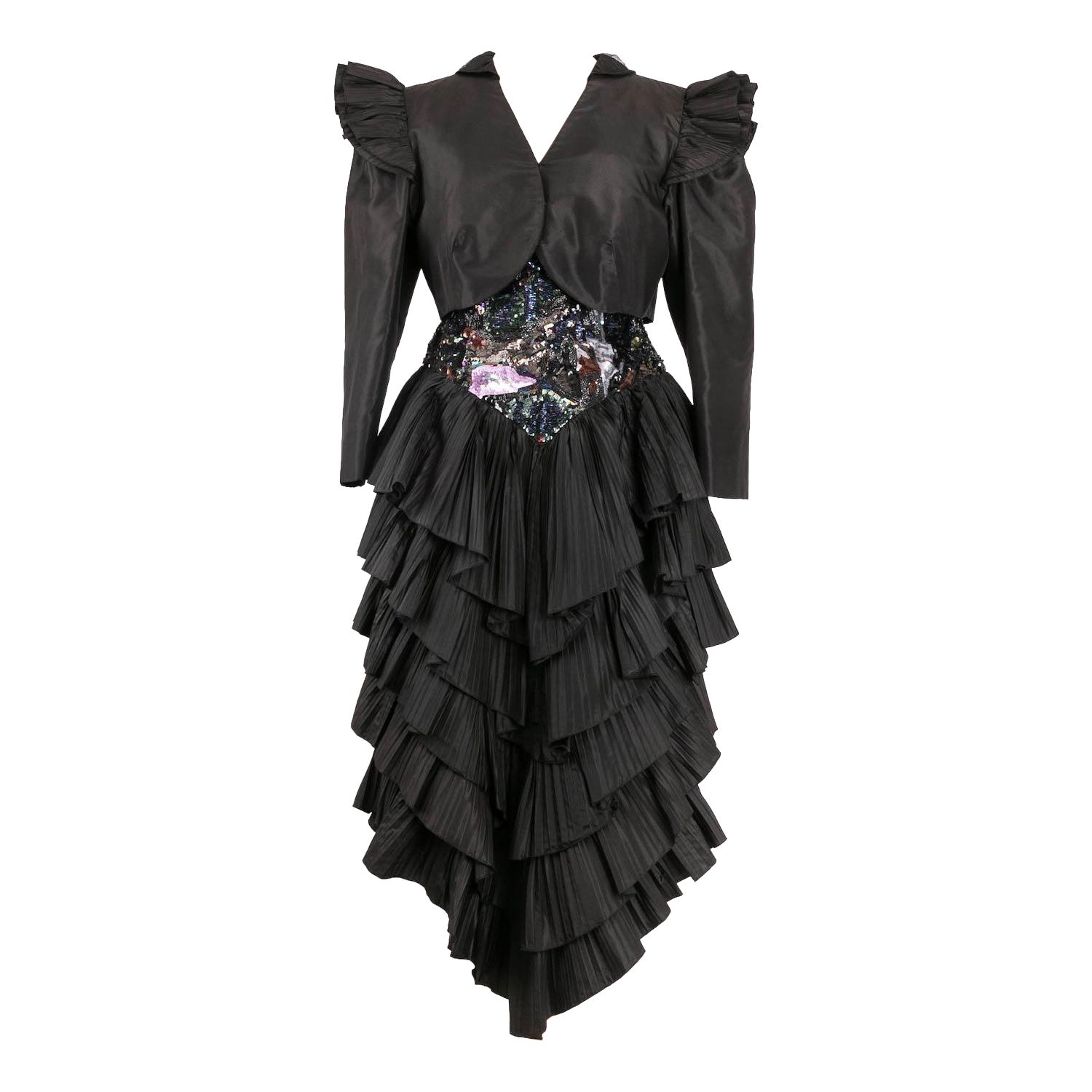 Loris Azzaro Asymmetrical Bustier Dress and its Bolero For Sale
