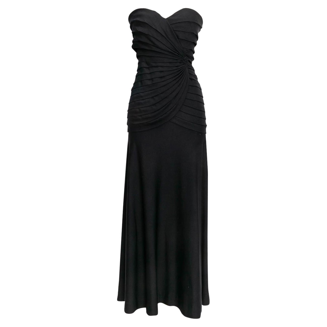 Loris Azzaro bustier Long Silk Jersey Dress, Size 36FR For Sale