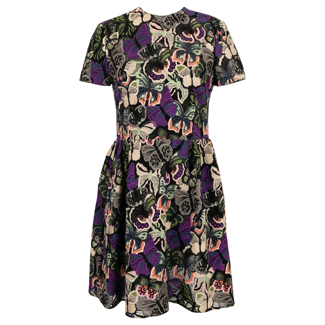 Valentino Cotton and Silk Butterfly Dress For Sale