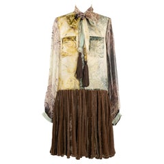 Jean Paul Gaultier chiffon and velvet dress, Size 36FR