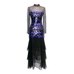 Azzaro Silk Chiffon Sequined Dress, Size 36FR