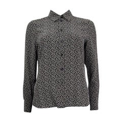 SAINT LAURENT ARROW PRINT CREPE DE CHINE Hemd aus schwarzer und weißer Seide 38 S