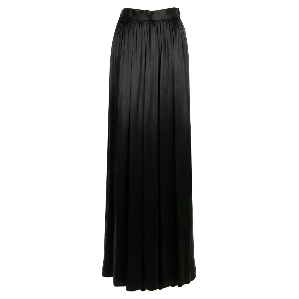 Yves Saint Laurent Black Satin Skirt For Sale