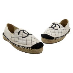 Chanel Espadrille 36 Embroidered Leather Cap Toe CC Flats CC-0707N-0006