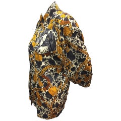Vintage 1980s Escada Dog and Chain Print Silk Blouse