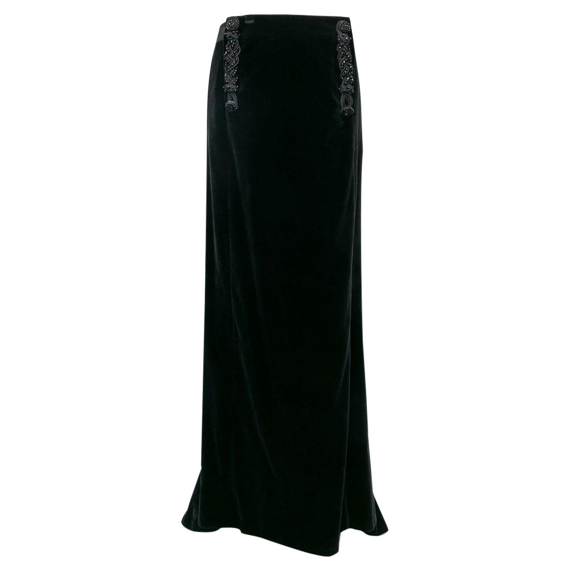 Jean-Louis Scherrer Velvet Long Skirt, Size 38FR For Sale