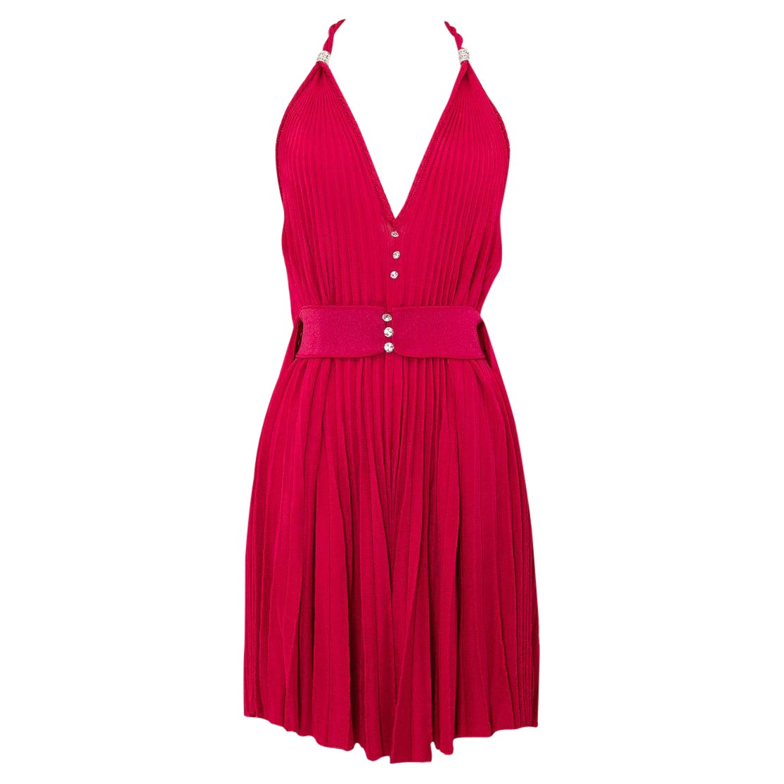 Azzaro Halter Raspberry Pink Dress, Size 38FR For Sale