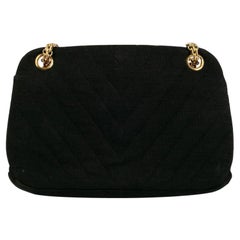 Retro Chanel Black Overstitched Jersey Bag