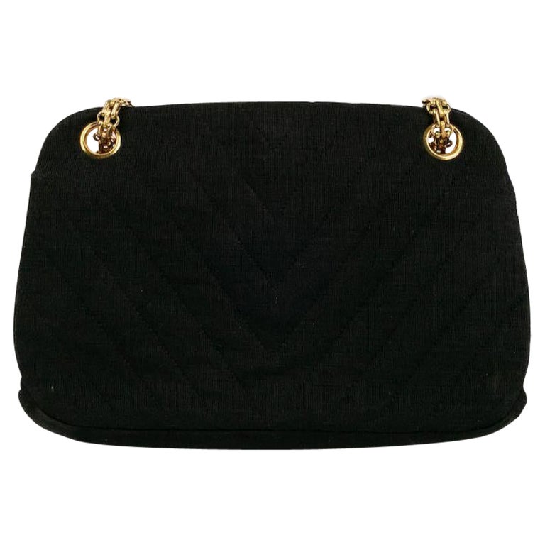 Chanel Black Overstitched Jersey Bag For Sale at 1stDibs