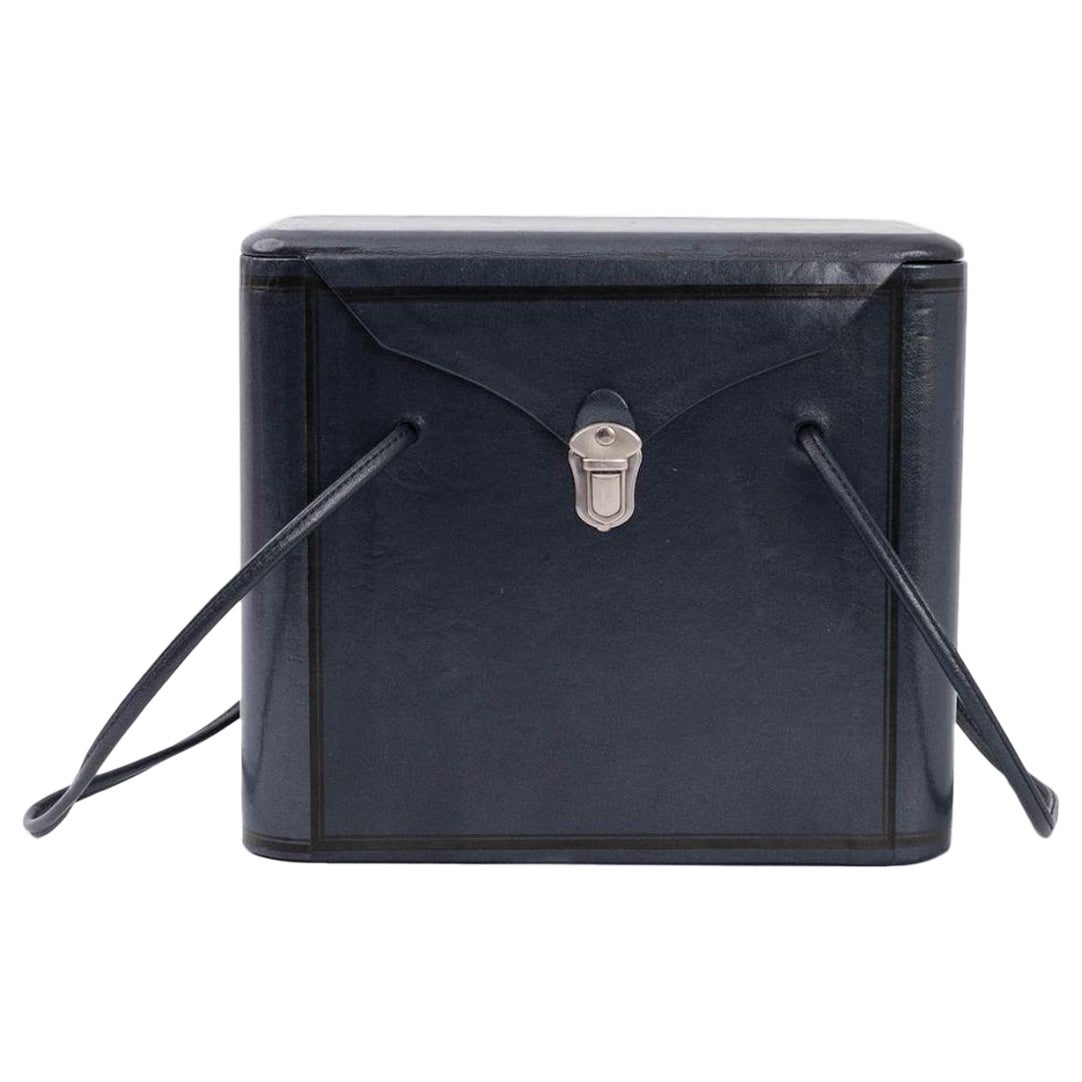 Chantal Thomass Blue Leather "Box" Bag, Fall 1986 For Sale