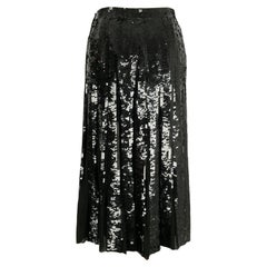 Retro Louis Féraud Sequin Black Skirt Size 40FR, 1980s