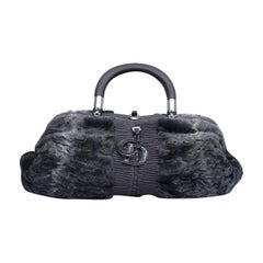 Christian Dior Handbag in Grey Astrakhan and Leather