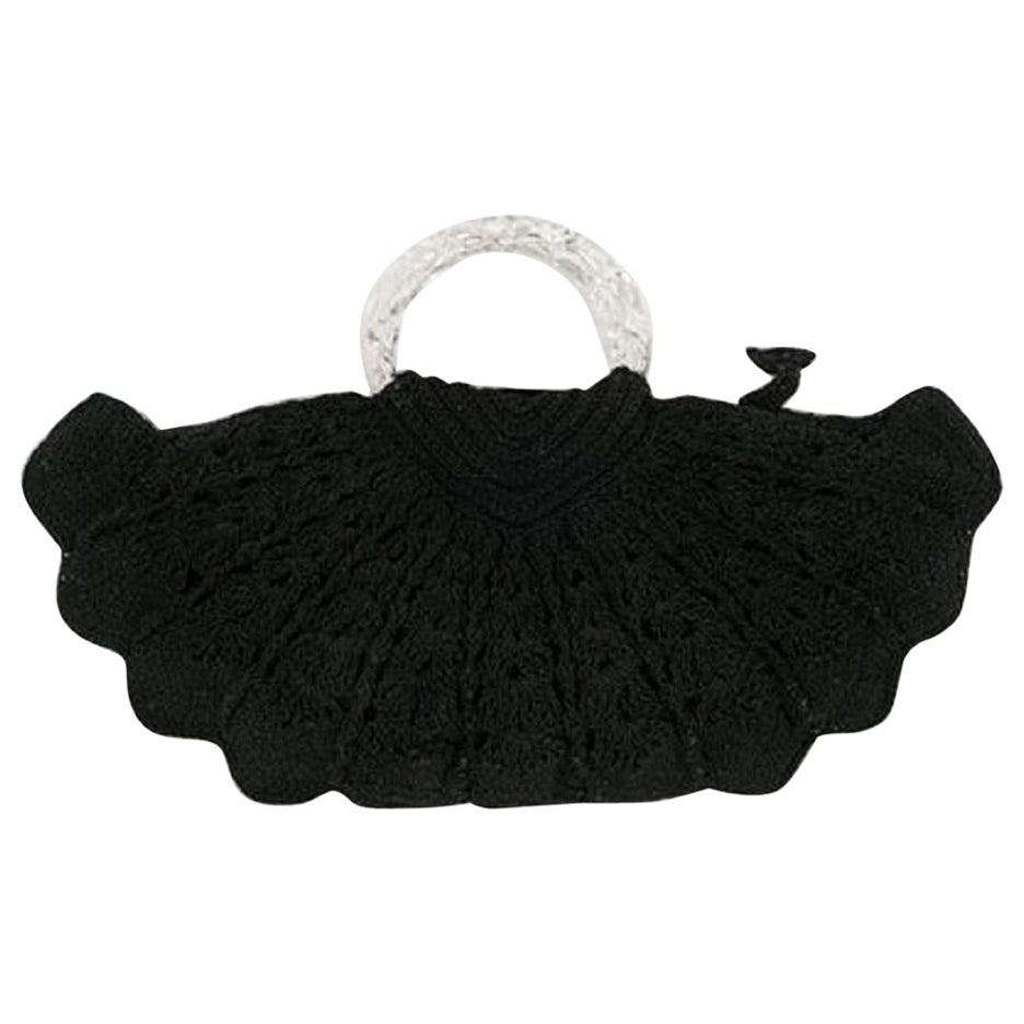 Schwarze Vintage-Tasche in Muschelform im Angebot