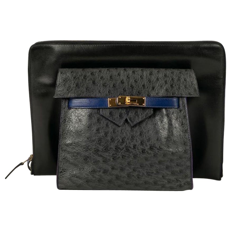 Hermès "New Amsterdam" Bag in Black Box Leather, 1991
