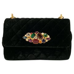 Chanel Juwelentasche aus schwarzem Samt, 1989 / 1991