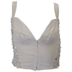 1990s Dolce & Gabbana White crystal swarovski corset