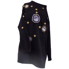 Vintage 1980 Black wool pull short dress