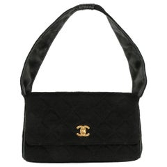 Retro Chanel Jersey and Black Leather Bag